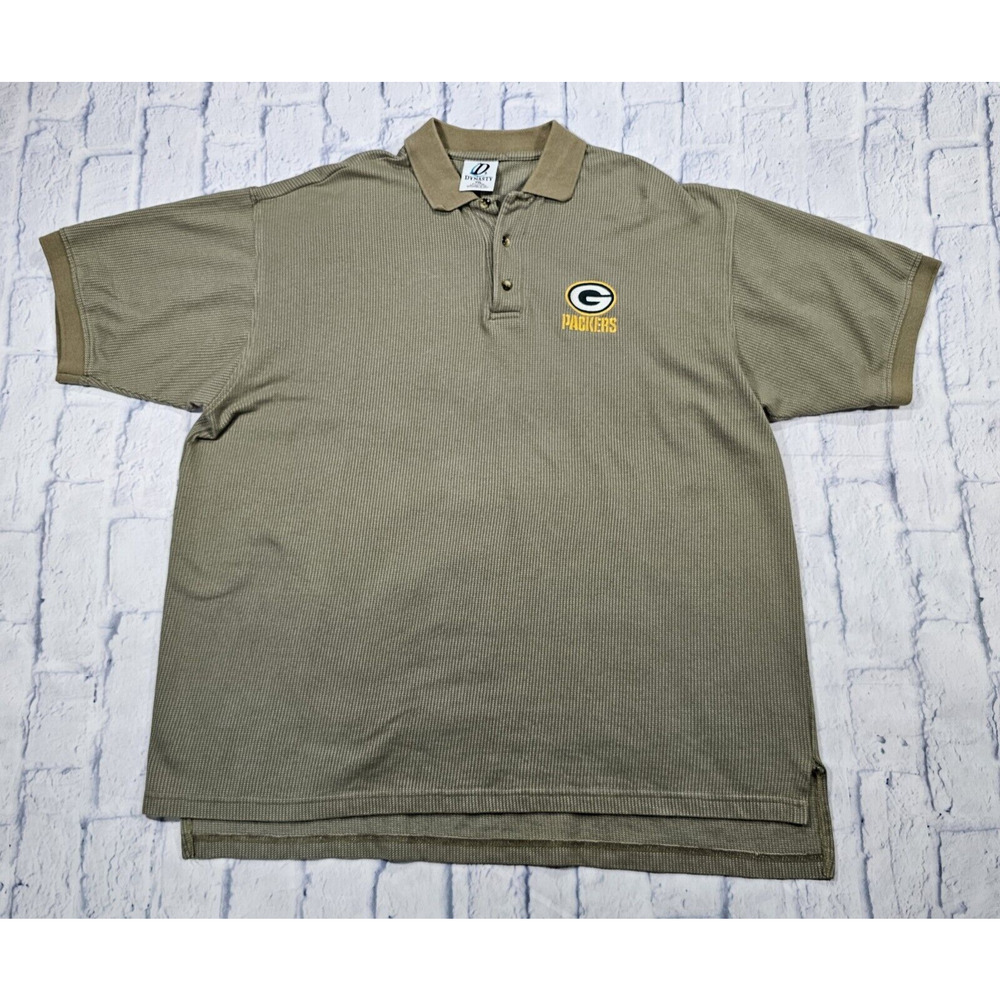 Green Bay Packers Dynasty MENS SIZE XXL Polo Beige Shirt VINTAGE 90s